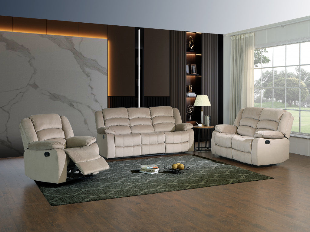 Three Piece Indoor Beige Microsuede Six Person Seating Set