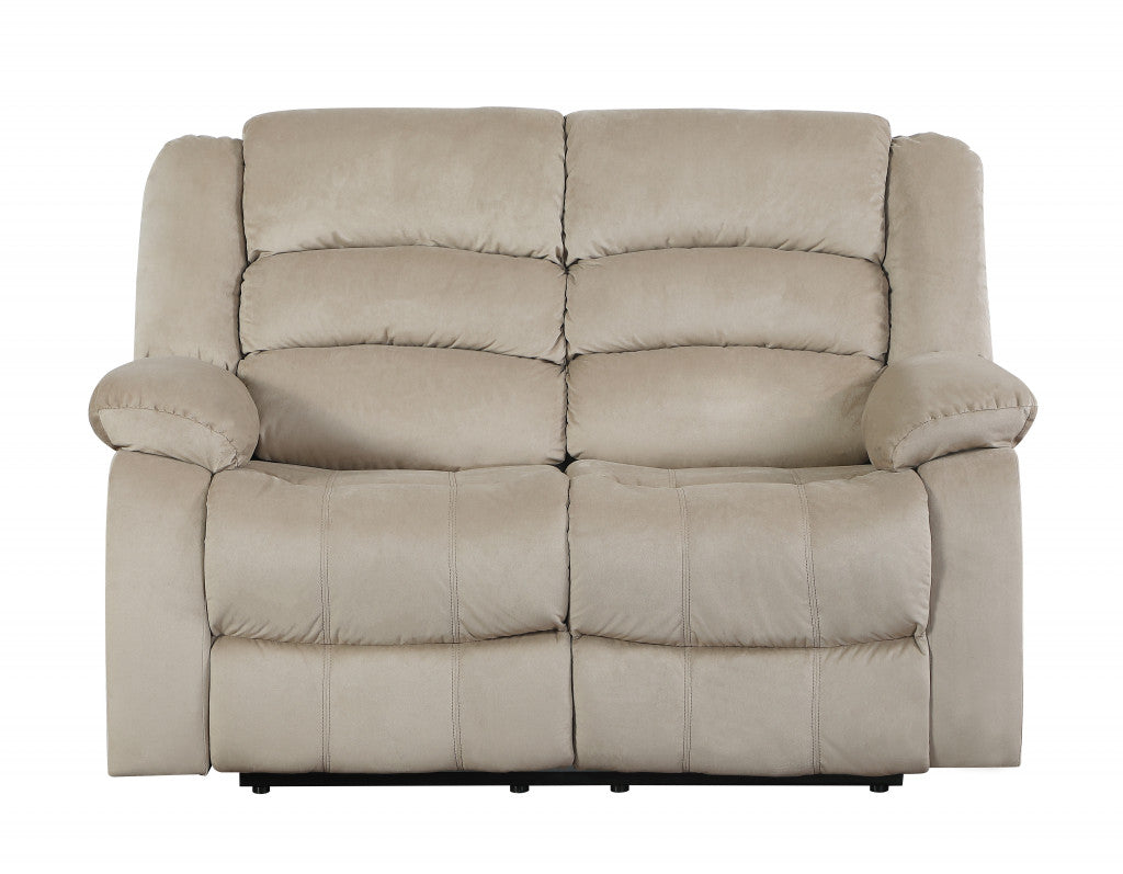 60" Beige Microfiber Manual Reclining Loveseat