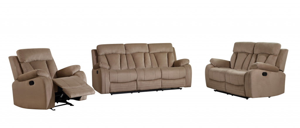 Three Piece Indoor Beige Microsuede Six Person Seating Set