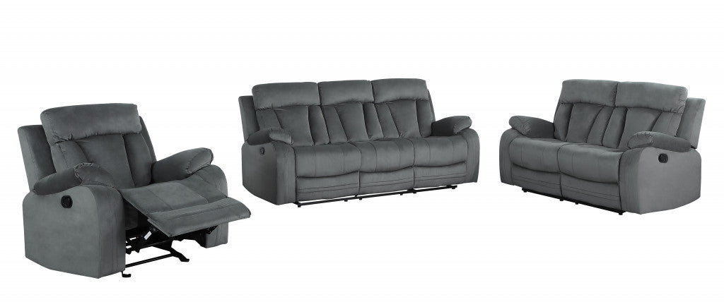 Three Piece Indoor Gray Microsuede Six Person Seating Set