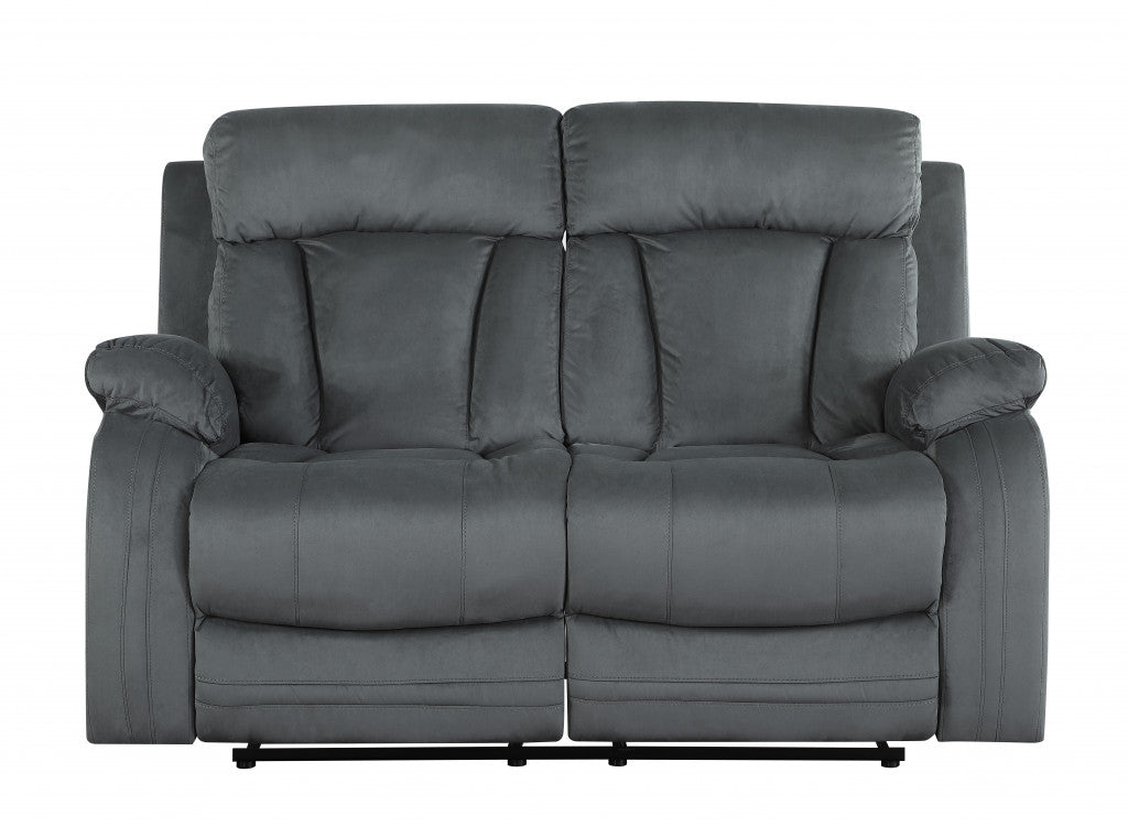 Three Piece Indoor Gray Microsuede Six Person Seating Set