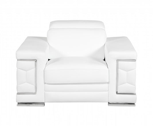 Three Piece Indoor White Italian Leather Six Person Seating Set