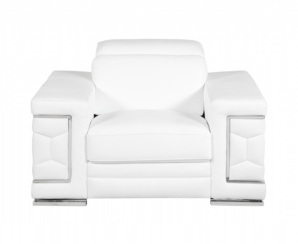 Three Piece Indoor White Italian Leather Six Person Seating Set