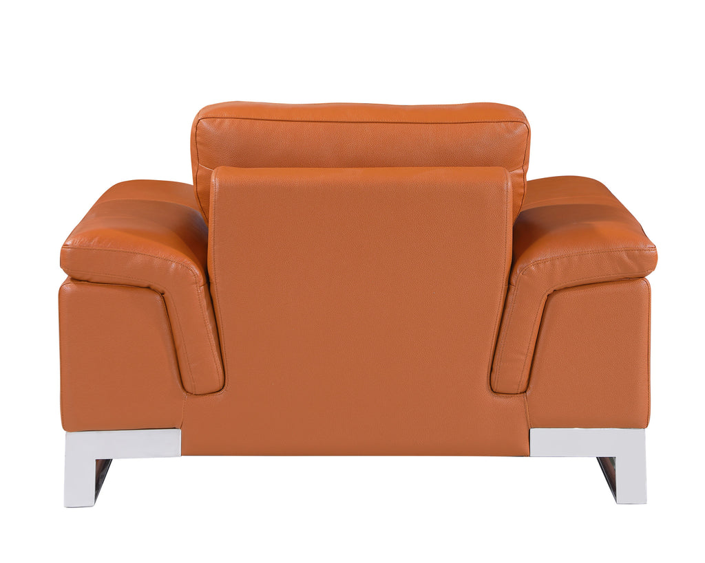 Three Piece Indoor Camel Italian Leather Six Person Seating Set