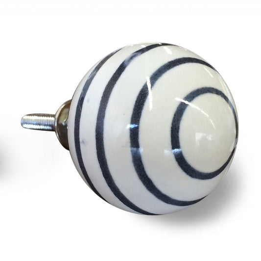 1.5" X 1.5" X 1.5" White Navy Handpainted Ceramic  Knobs 8 Pack