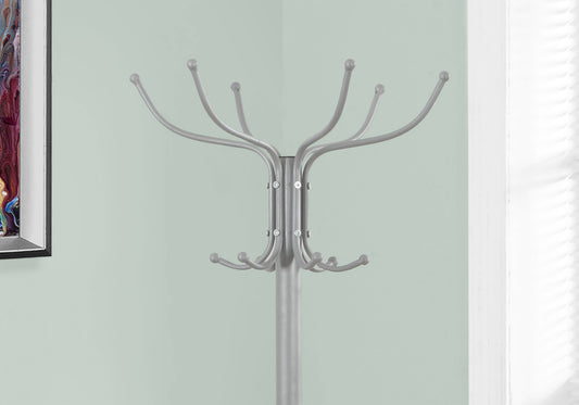 LuxxHomes  18" X 18" X 70" Silver  Metal  Coat Rack