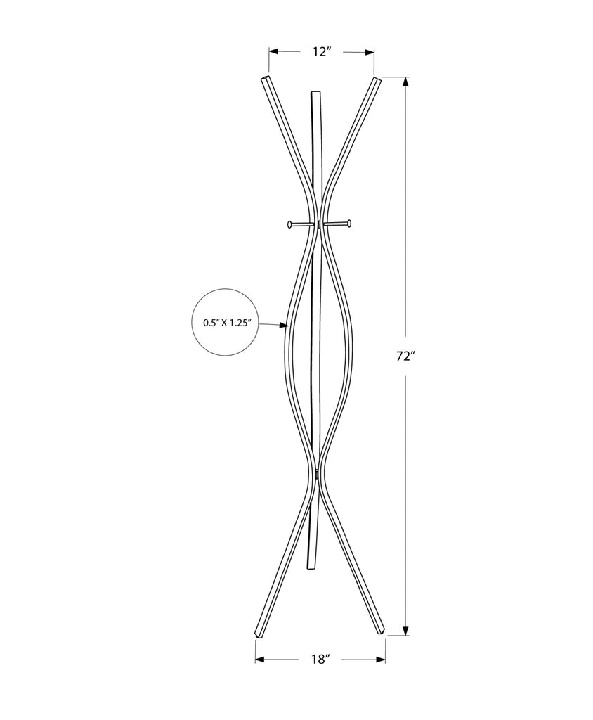 12" X 18" X 72" Black  Metal  Coat Rack