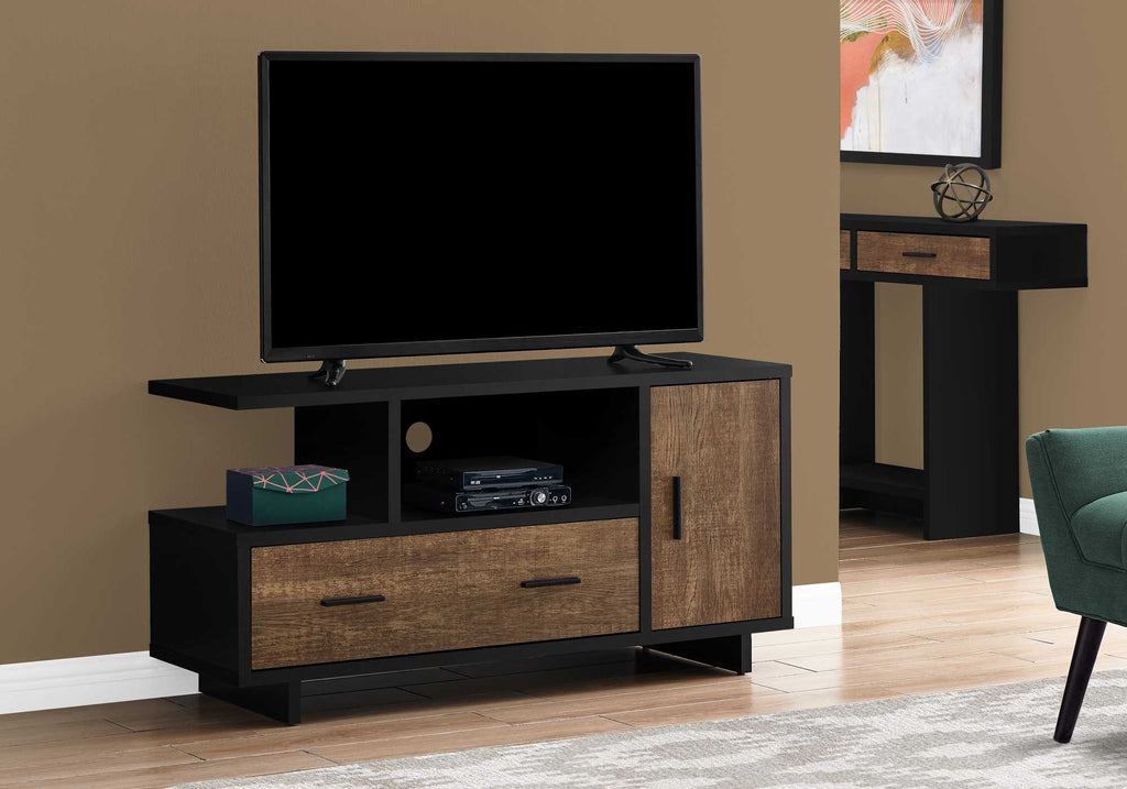 47" Black and Gray Open Shelving TV Stand