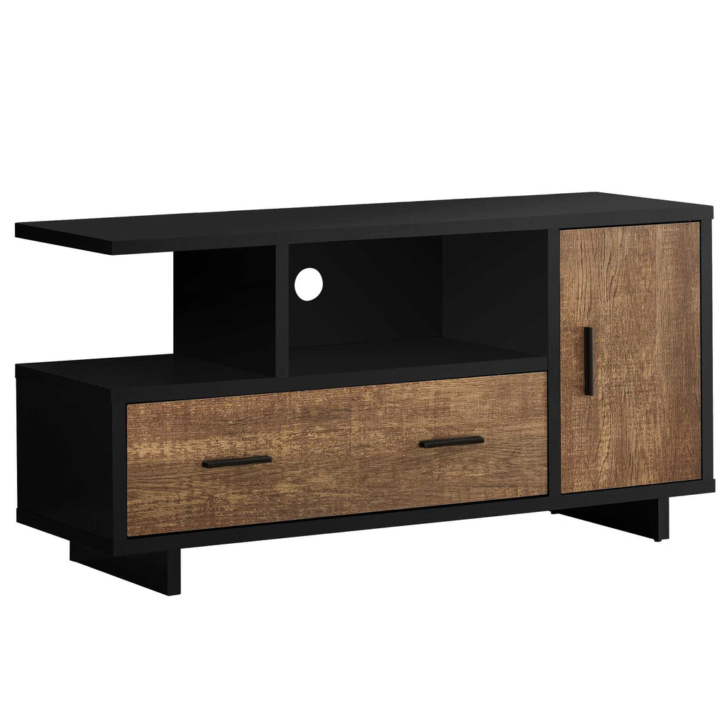 47" Black and Gray Open Shelving TV Stand