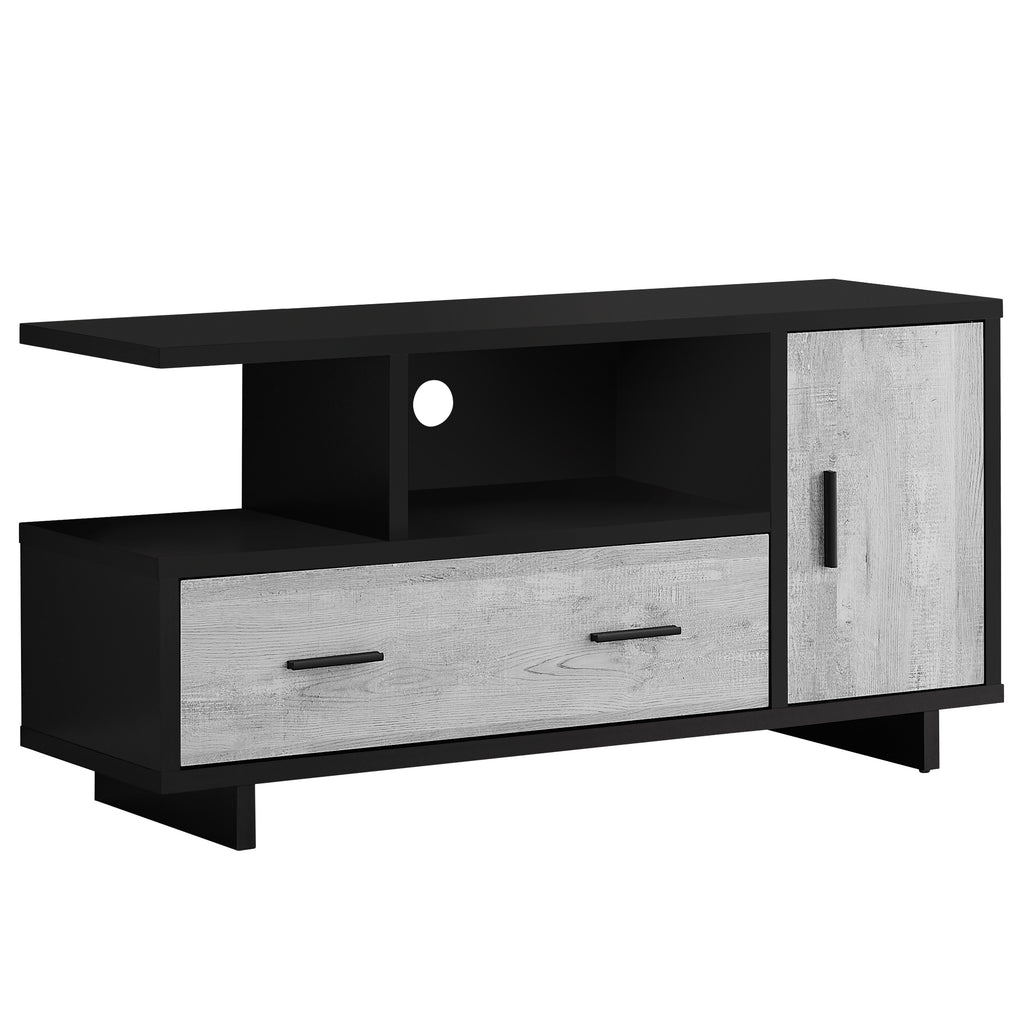 47" Black and Gray Open Shelving TV Stand