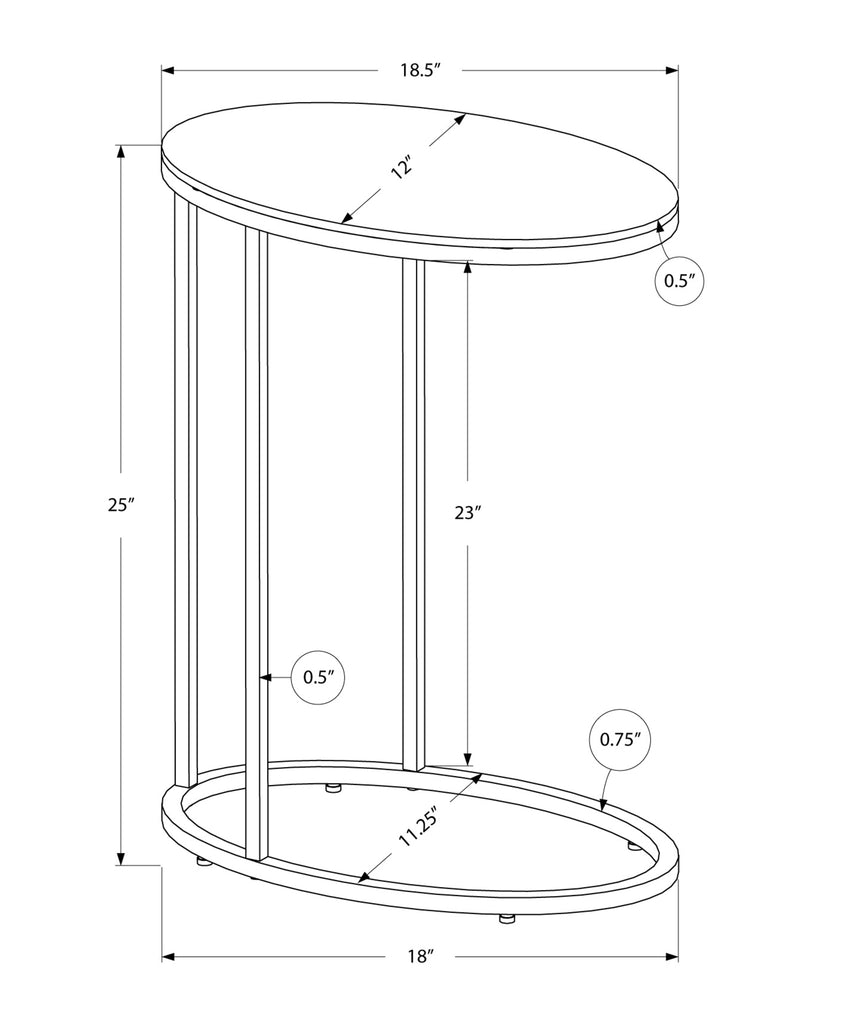 18.5" X 12" X 25" White Particle Board Metal Accent Table