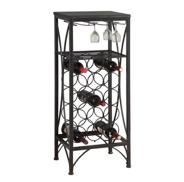 LuxxHomes  41" Black Stainless Steel Wine Rack