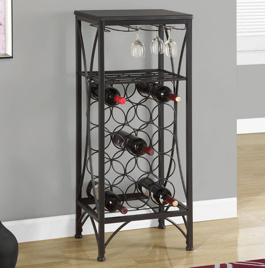 LuxxHomes  41" Black Stainless Steel Wine Rack