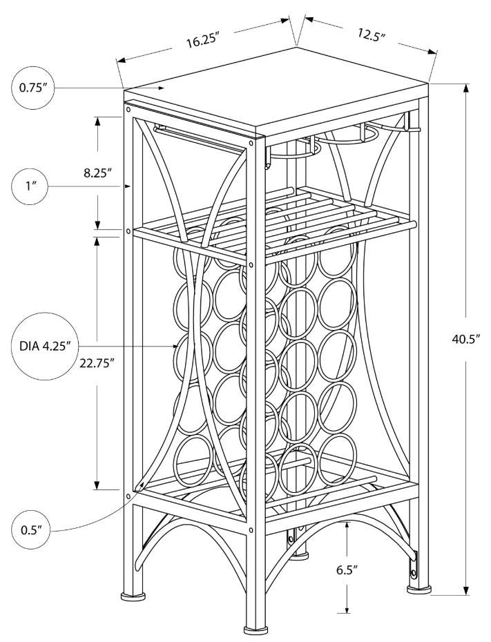 LuxxHomes  41" Black Stainless Steel Wine Rack