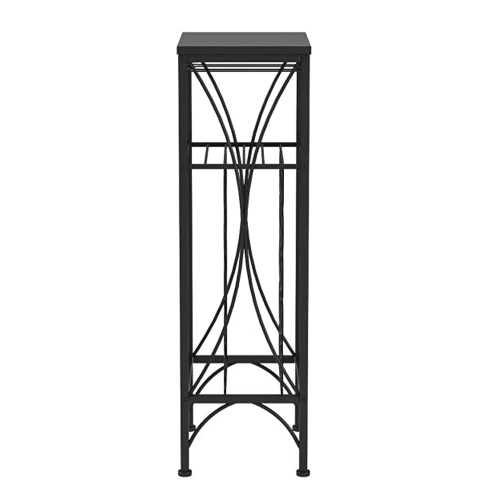 LuxxHomes  41" Black Stainless Steel Wine Rack