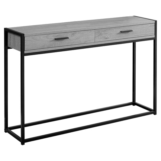 48" Gray and Black Frame Console Table And Drawers