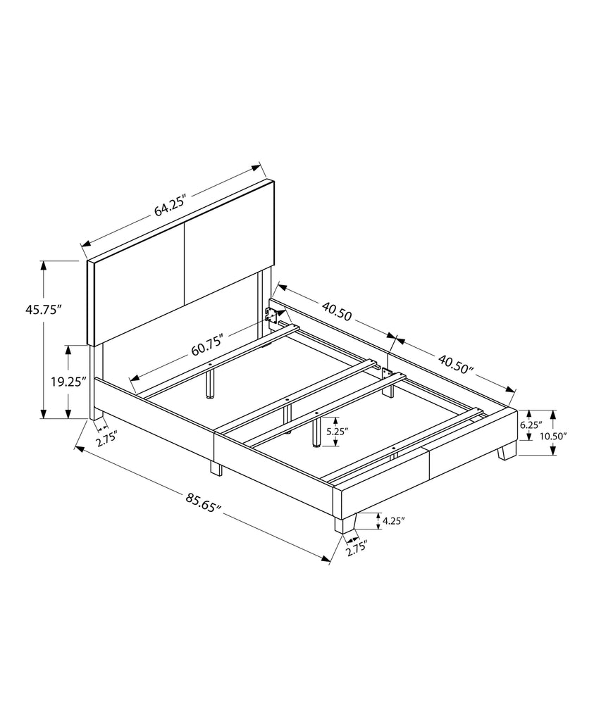 White Standard Bed Upholstered With Headboard