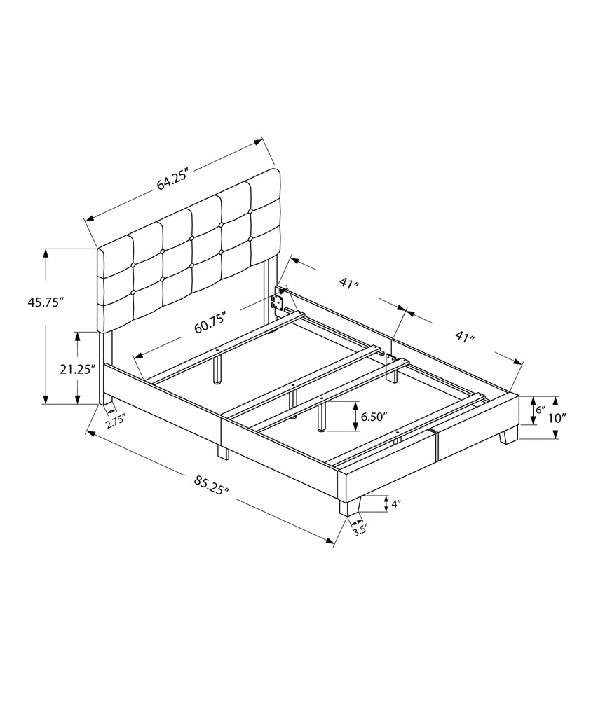 Gray Solid Wood Tufted Upholstered Linen Bed Frame