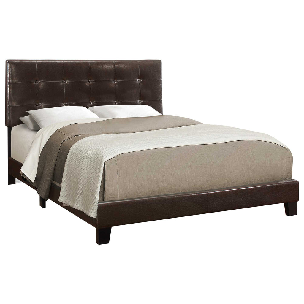 Gray Solid Wood Tufted Upholstered Linen Bed Frame