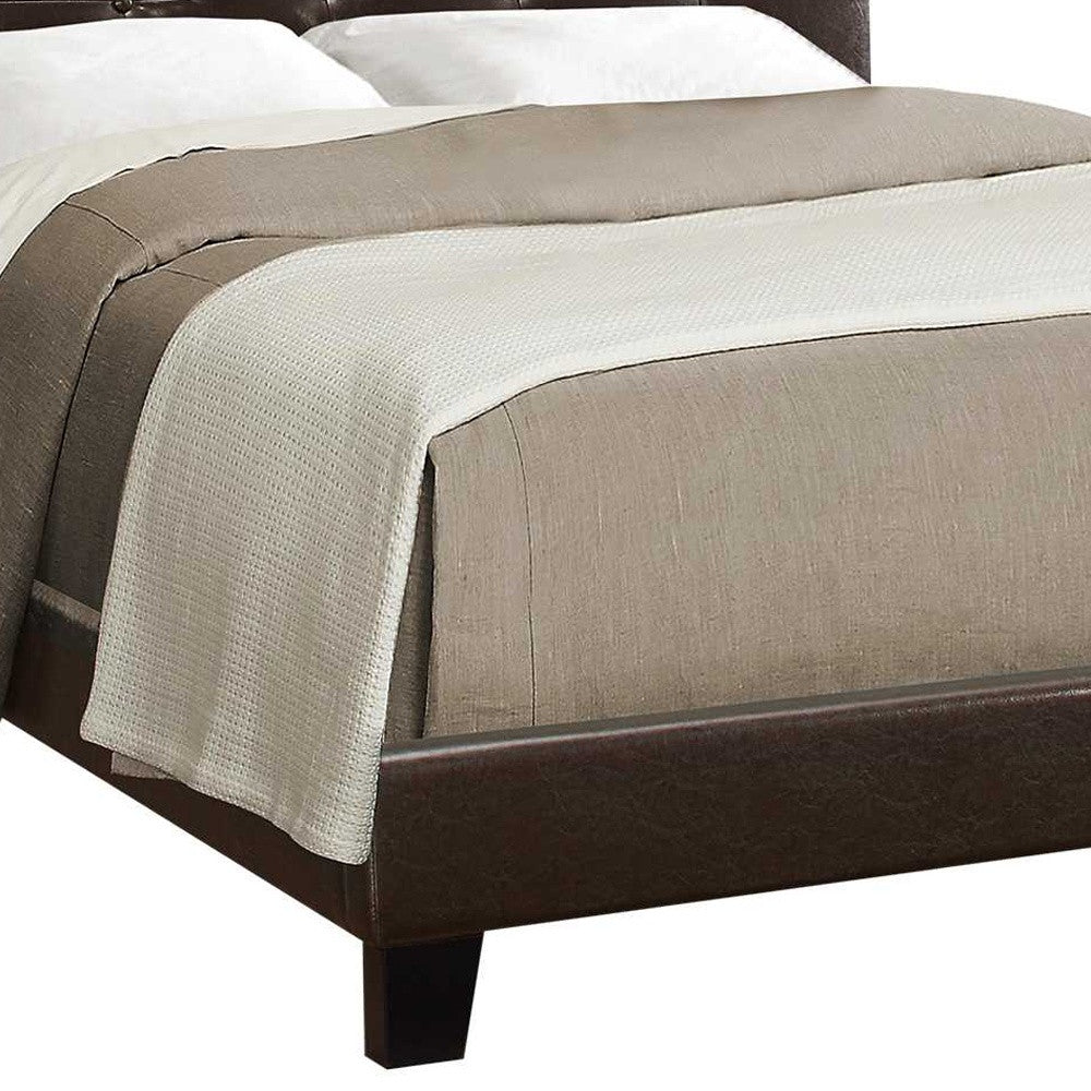 Gray Solid Wood Tufted Upholstered Linen Bed Frame