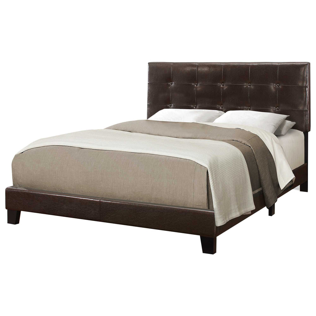 Gray Solid Wood Tufted Upholstered Linen Bed Frame