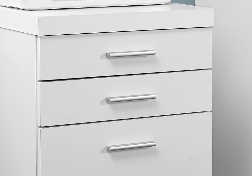 LuxxHomes  17.75" X 18.25" X 25.25" White Black Particle Board 3 Drawers  Filing Cabinet