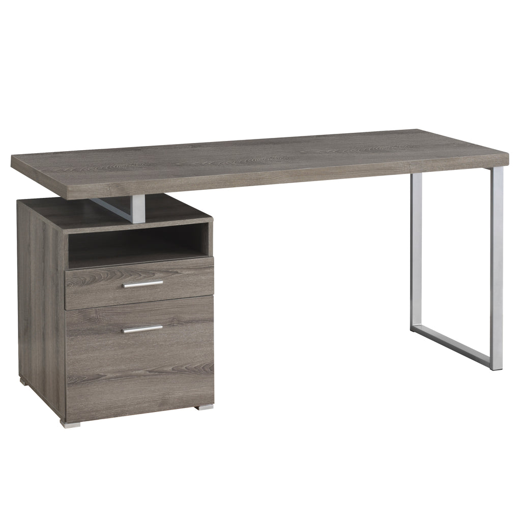 24" Taupe and Silver Computer Desk With Two Drawers