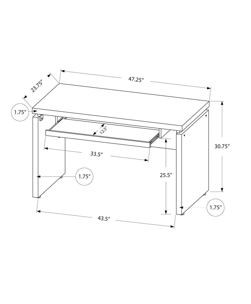 24" Gray and Black Computer Desk