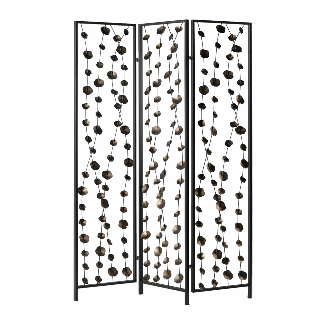 48 X 1 X 71 Gray And Bronze Metal Falling Blooms  Screen