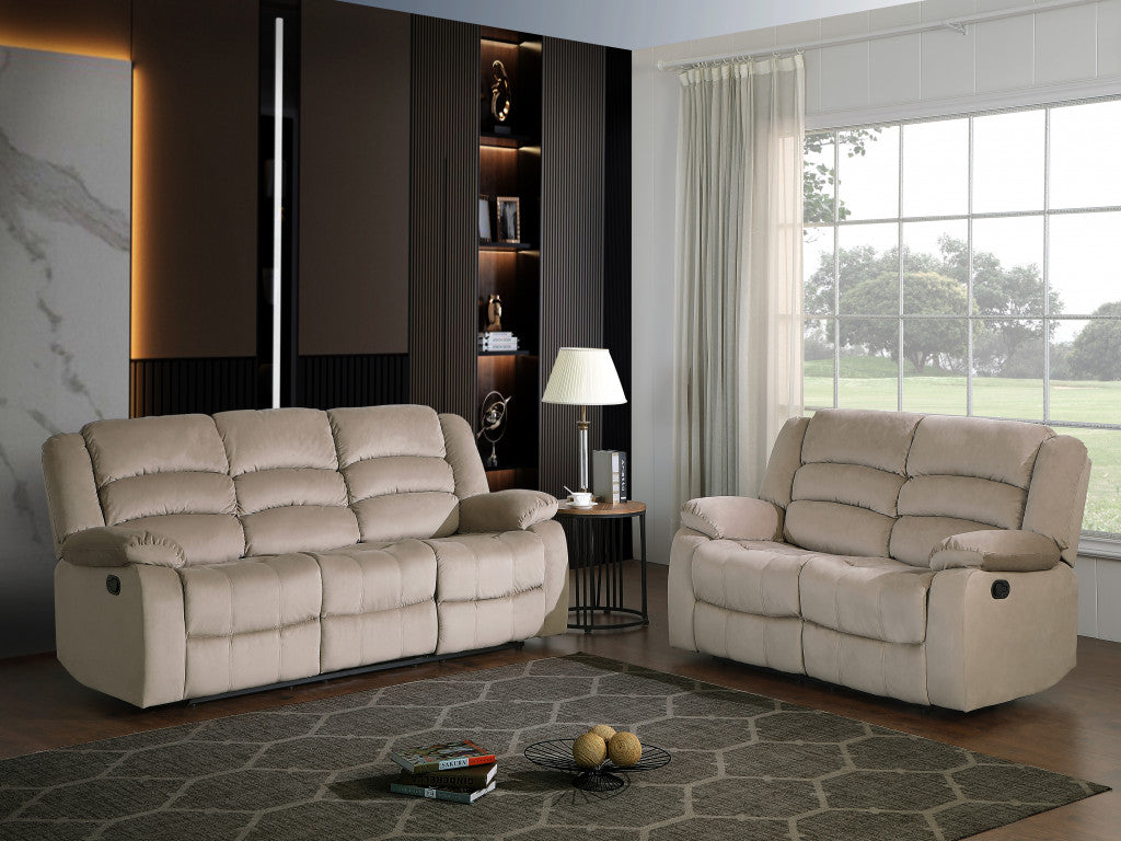 Two Piece Indoor Beige Microsuede Five Person Seating Set