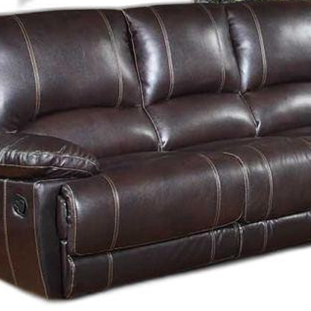 LuxxHomes  Two Piece Indoor Brown Faux Leather Five Person Seating Set