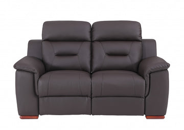 67" Brown Faux Leather Manual Reclining Loveseat