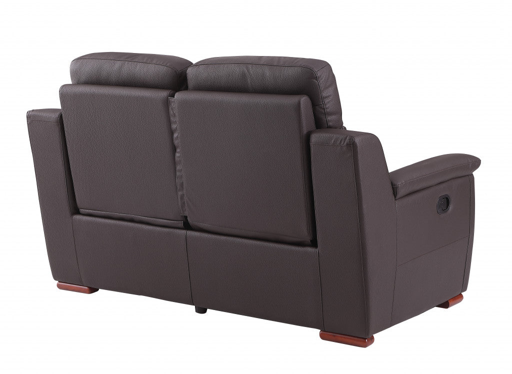 67" Brown Faux Leather Manual Reclining Loveseat