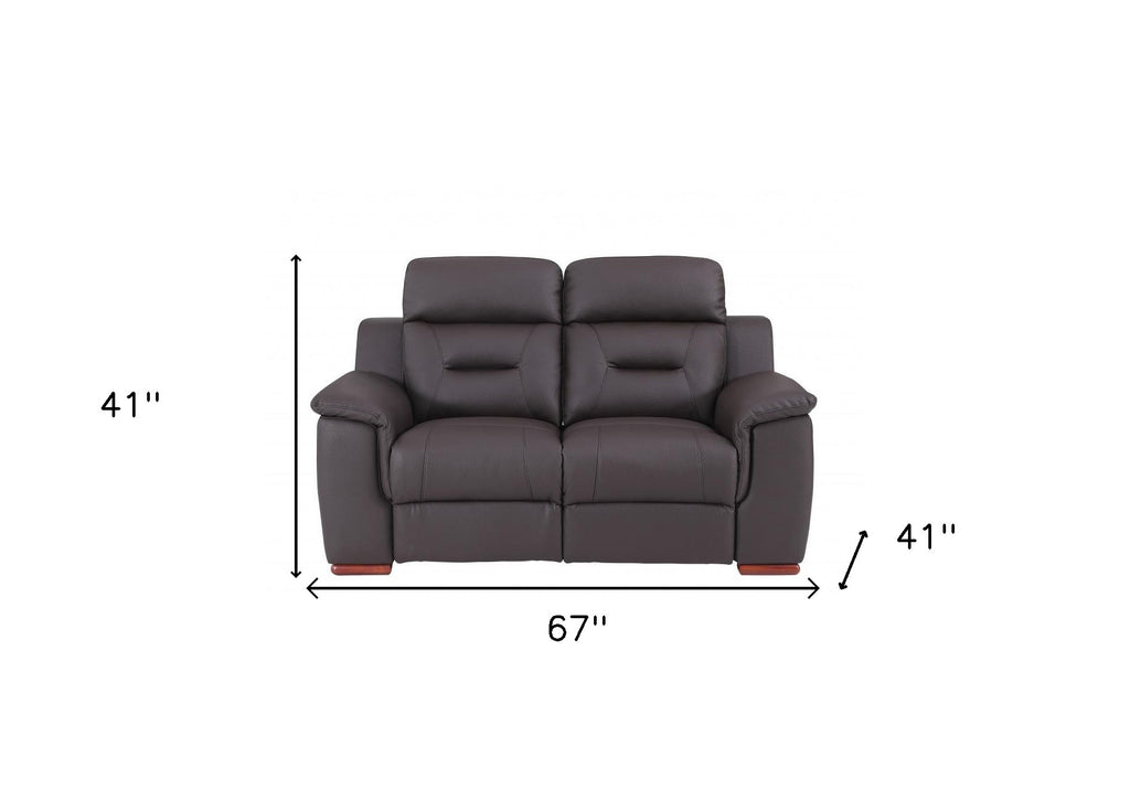 67" Brown Faux Leather Manual Reclining Loveseat