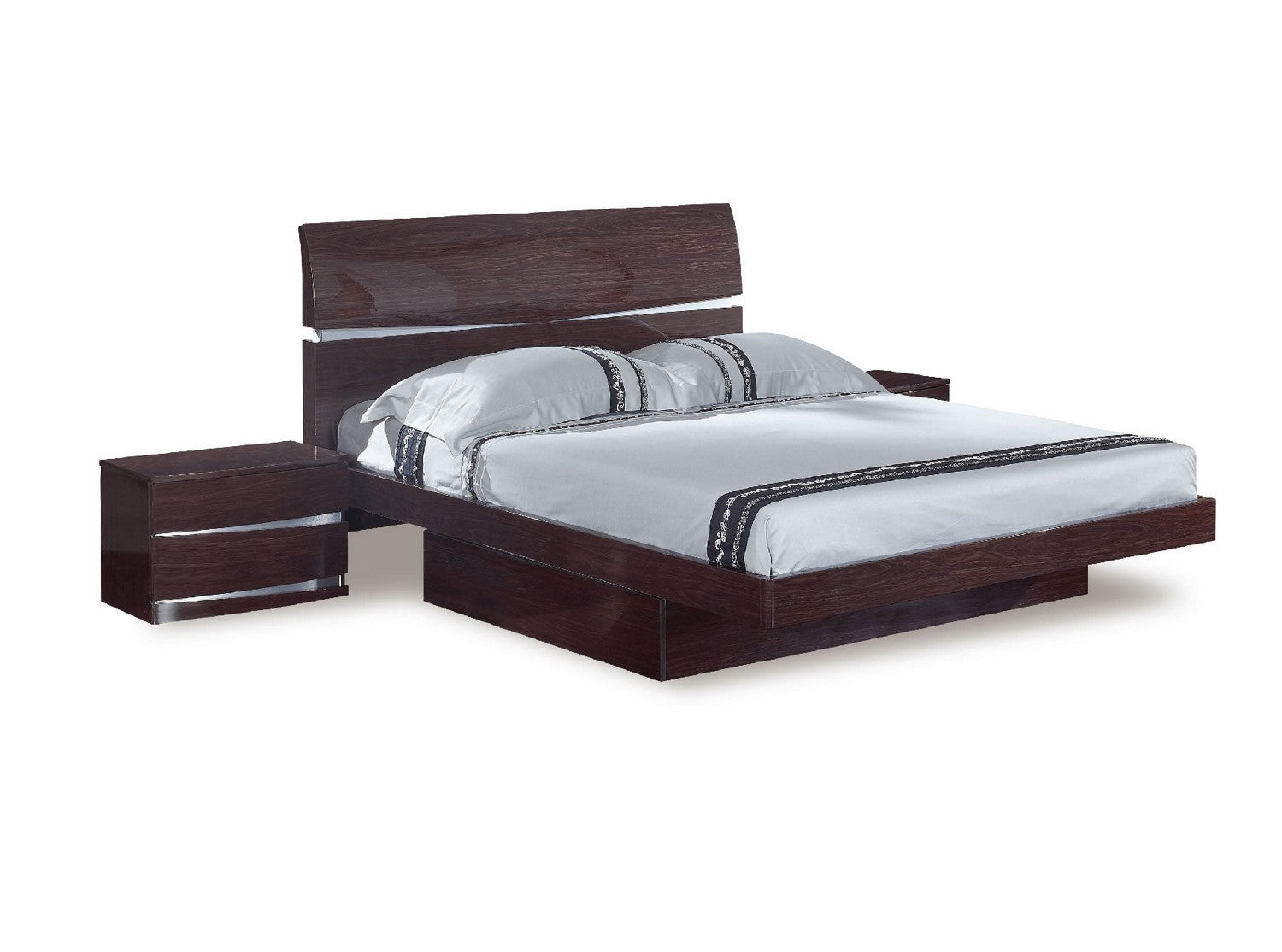 LuxxHomes  Solid Wood King Wood Brown Bed