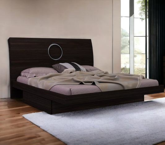 LuxxHomes  King Wood Brown Bed