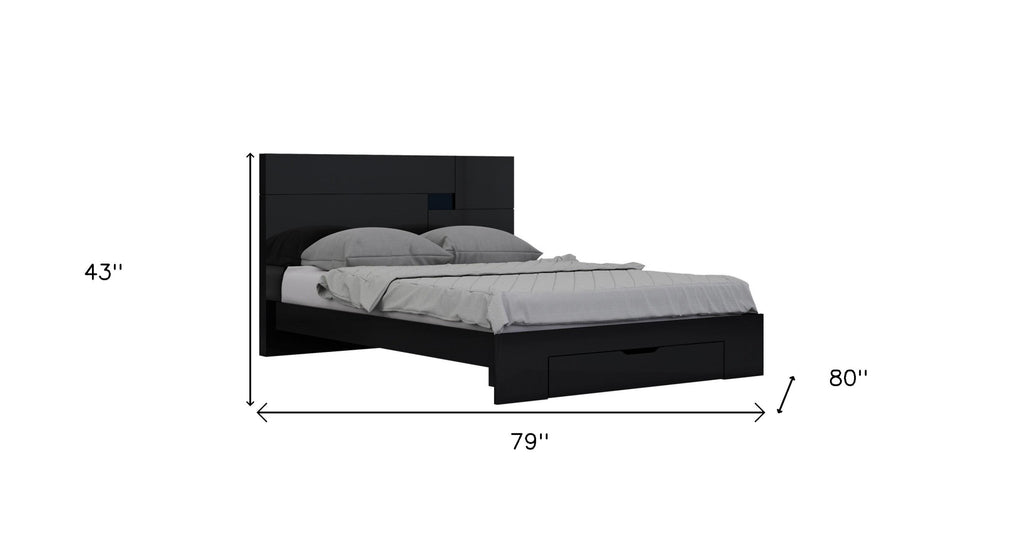 Solid Wood King Black Bed