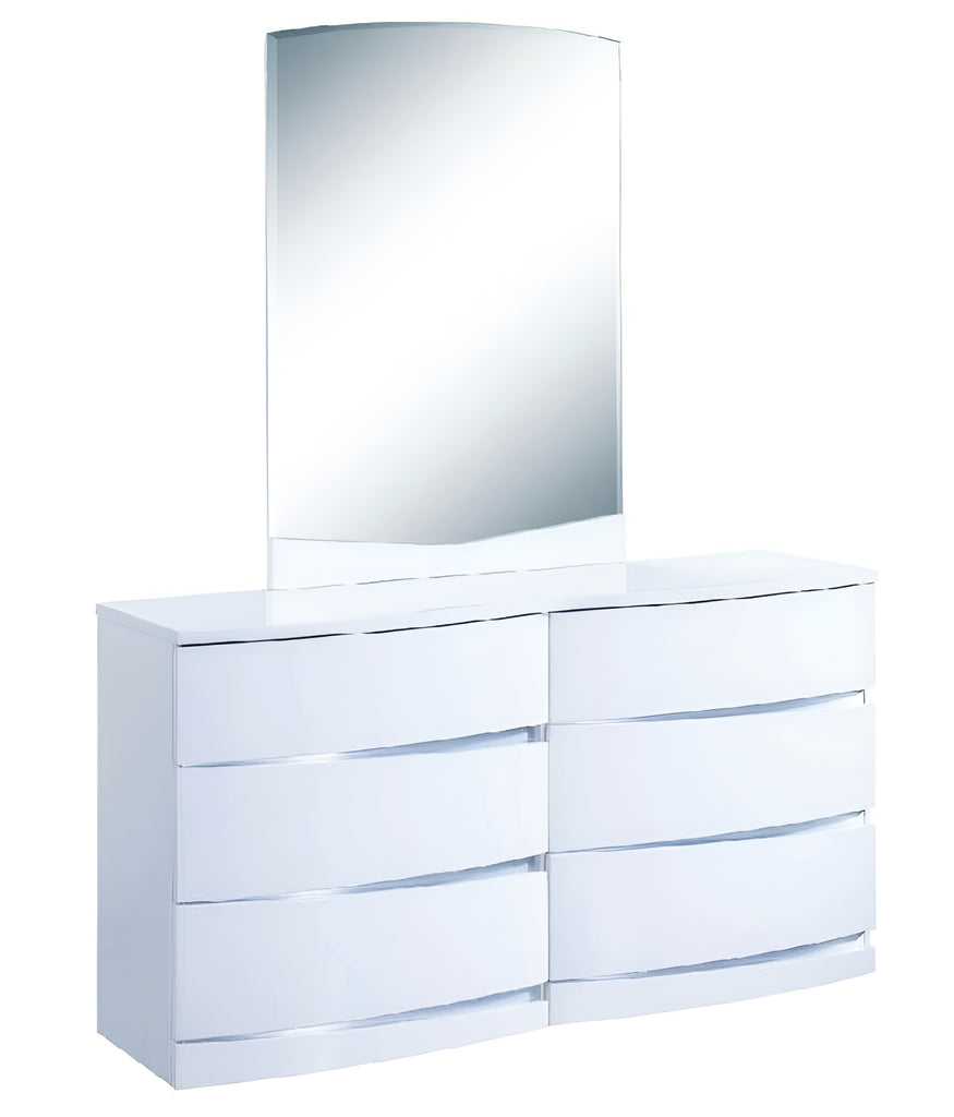 Four Piece White Solid Wood Bedroom Set With Mirror