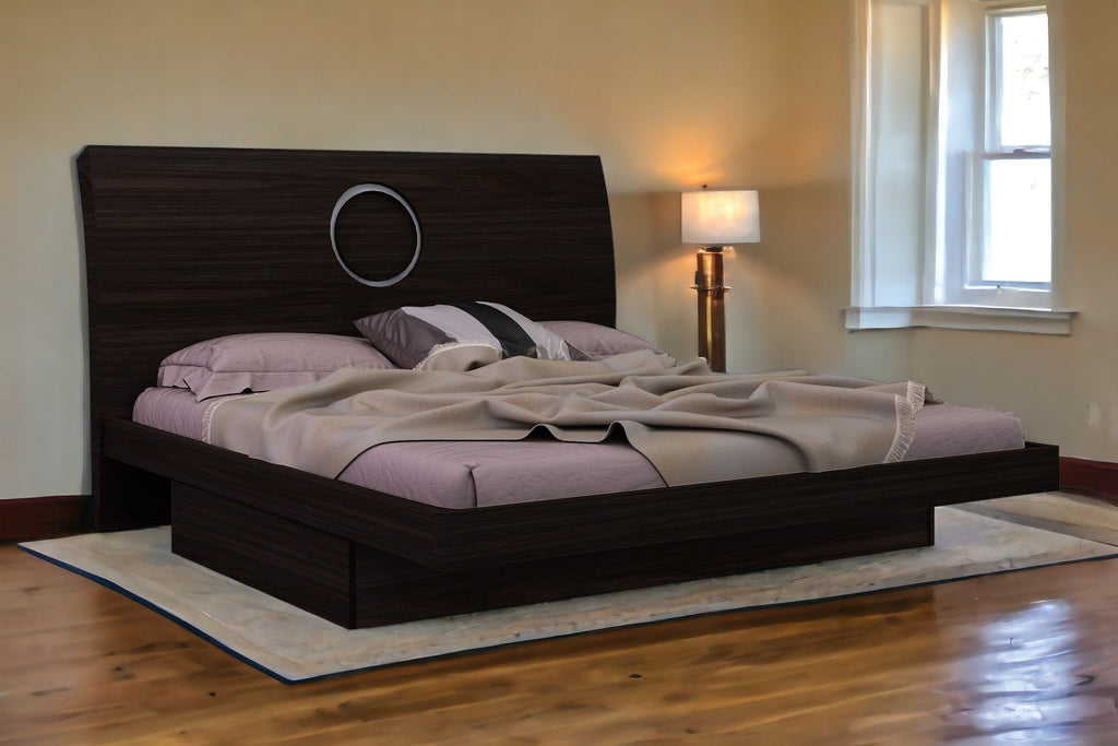 LuxxHomes  Queen Wood Brown Bed