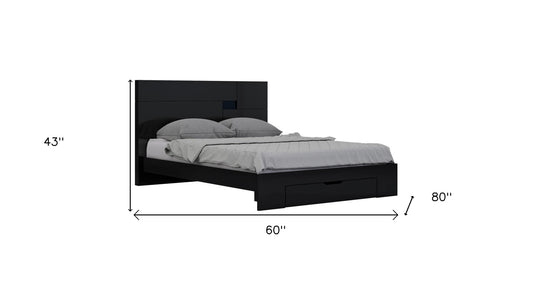 Solid Wood Queen Black Bed