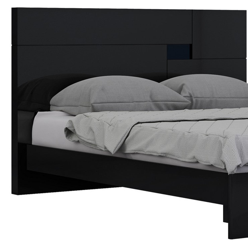 Solid Wood Queen Black Bed