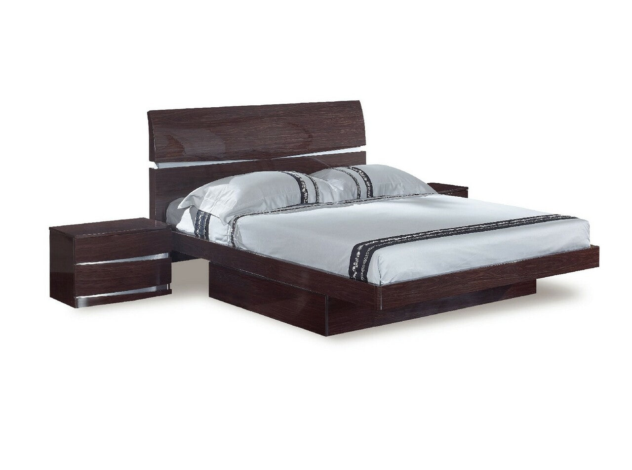 80" X 60"  X 42.5" 4Pc Queen Modern Wenge High Gloss Bedroom Set