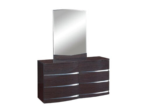 80" X 60"  X 42.5" 4Pc Queen Modern Wenge High Gloss Bedroom Set