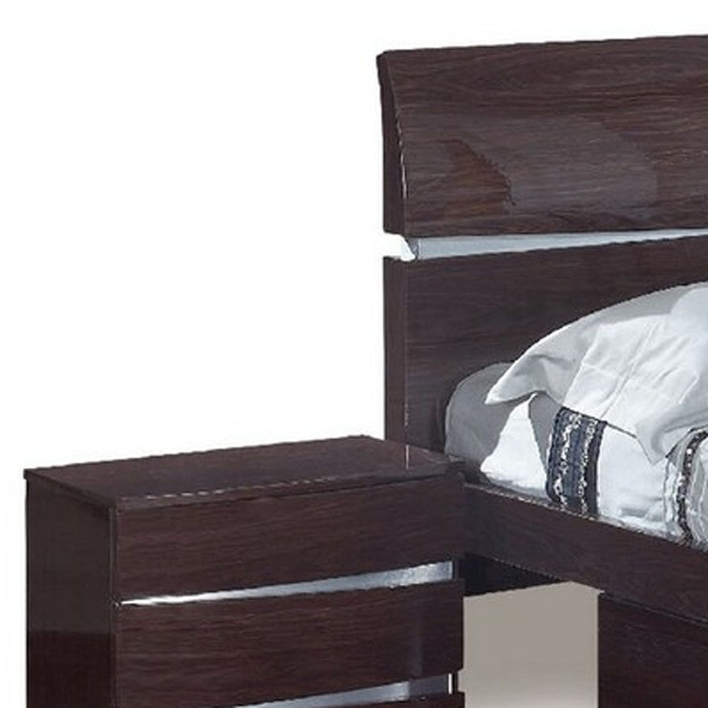 80" X 60"  X 42.5" 4Pc Queen Modern Wenge High Gloss Bedroom Set