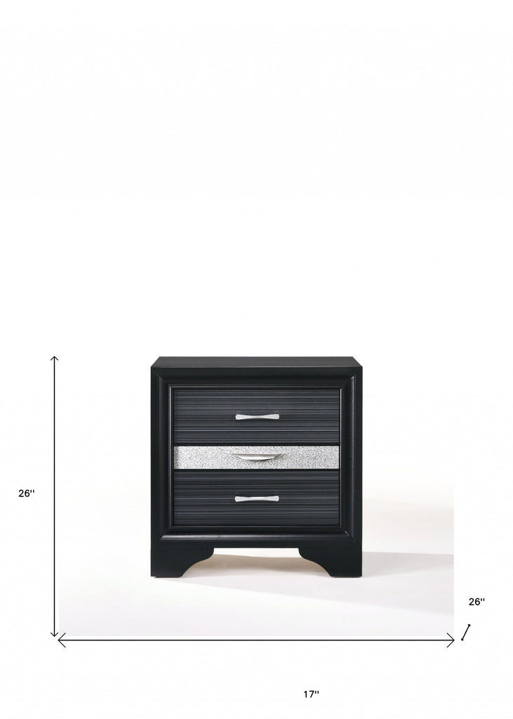 17" Rectangular Three Drawers Nightstand With Solid Wood Top