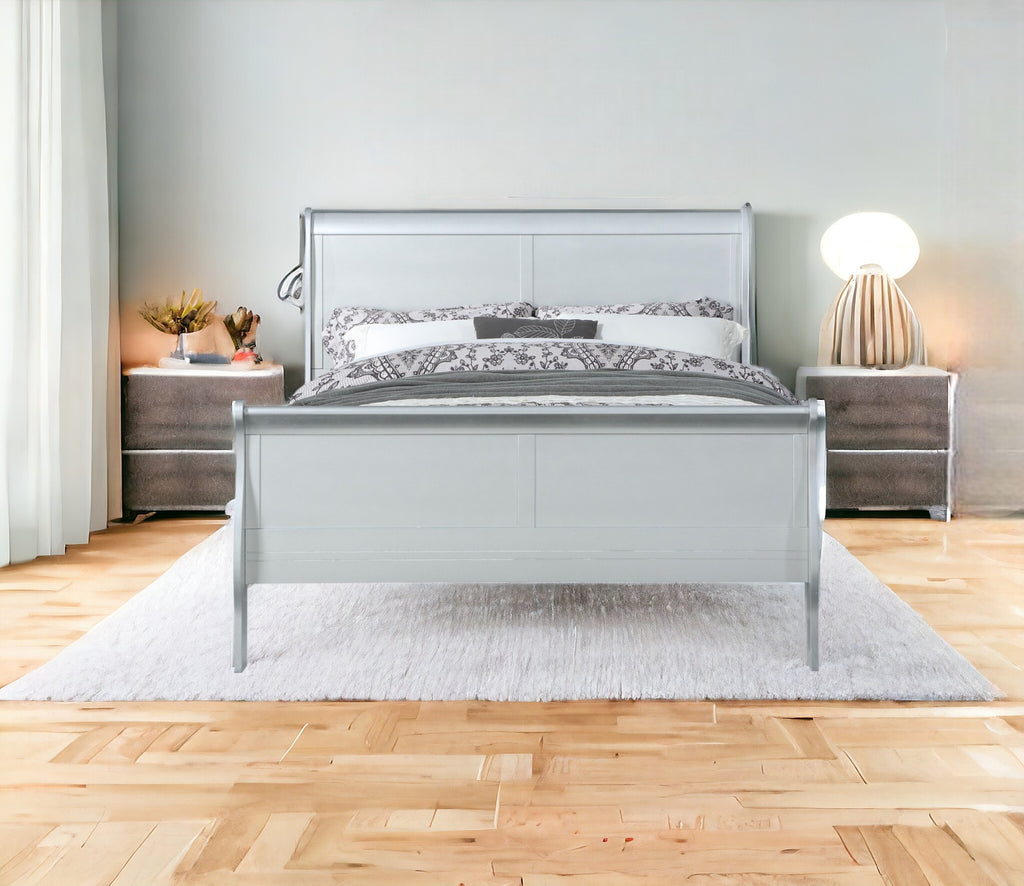 Off White Solid Wood Twin Bed Frame