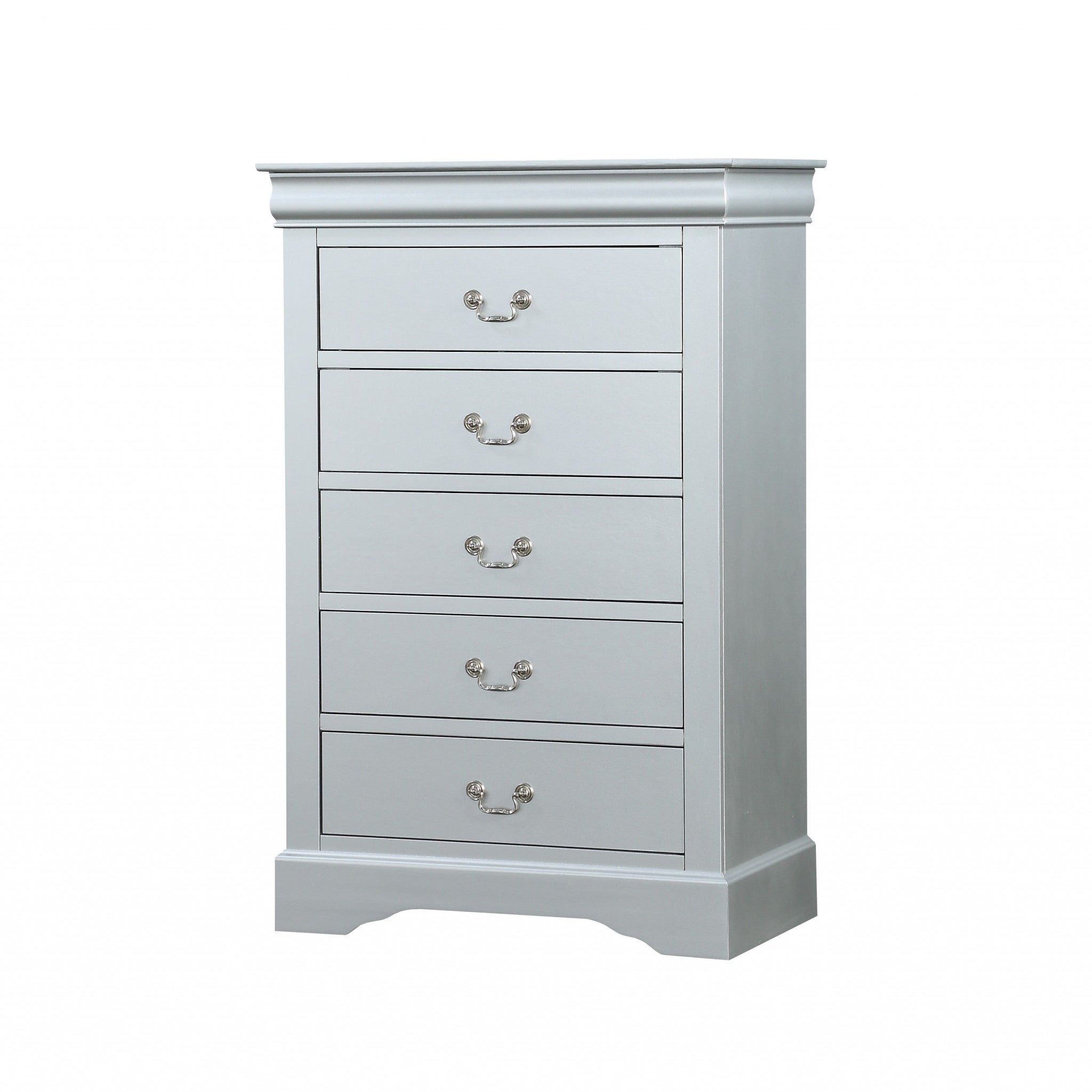 15" White Solid Wood Five Drawer Lingerie Chest