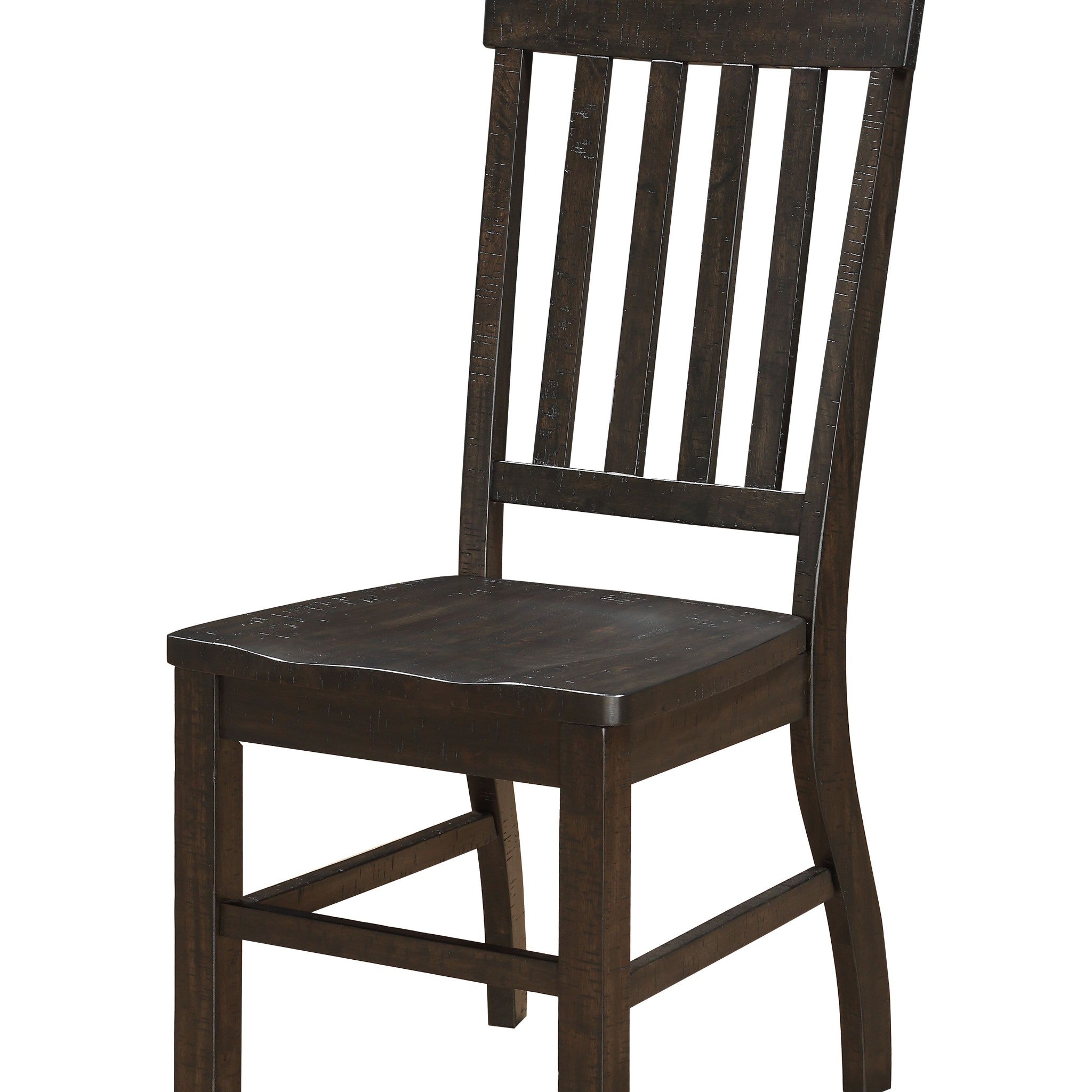 Set of Two Brown Wood Ladder Back Dining Side Chairs