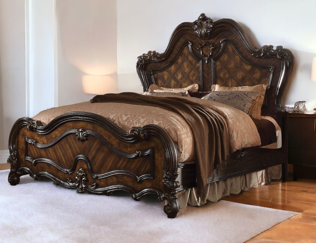 Dark Brown Solid Wood Bed Frame