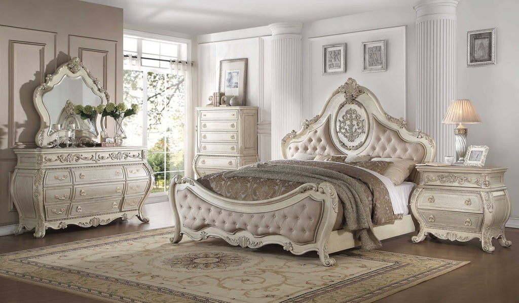 Beige Queen Tufted Upholstered Linen Bed Frame with Nailhead Trim